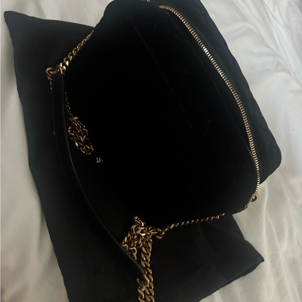 Saint Laurent Black Velvet Puffer Crossbody Bag with Gold Hardware - Picture 3 of 9